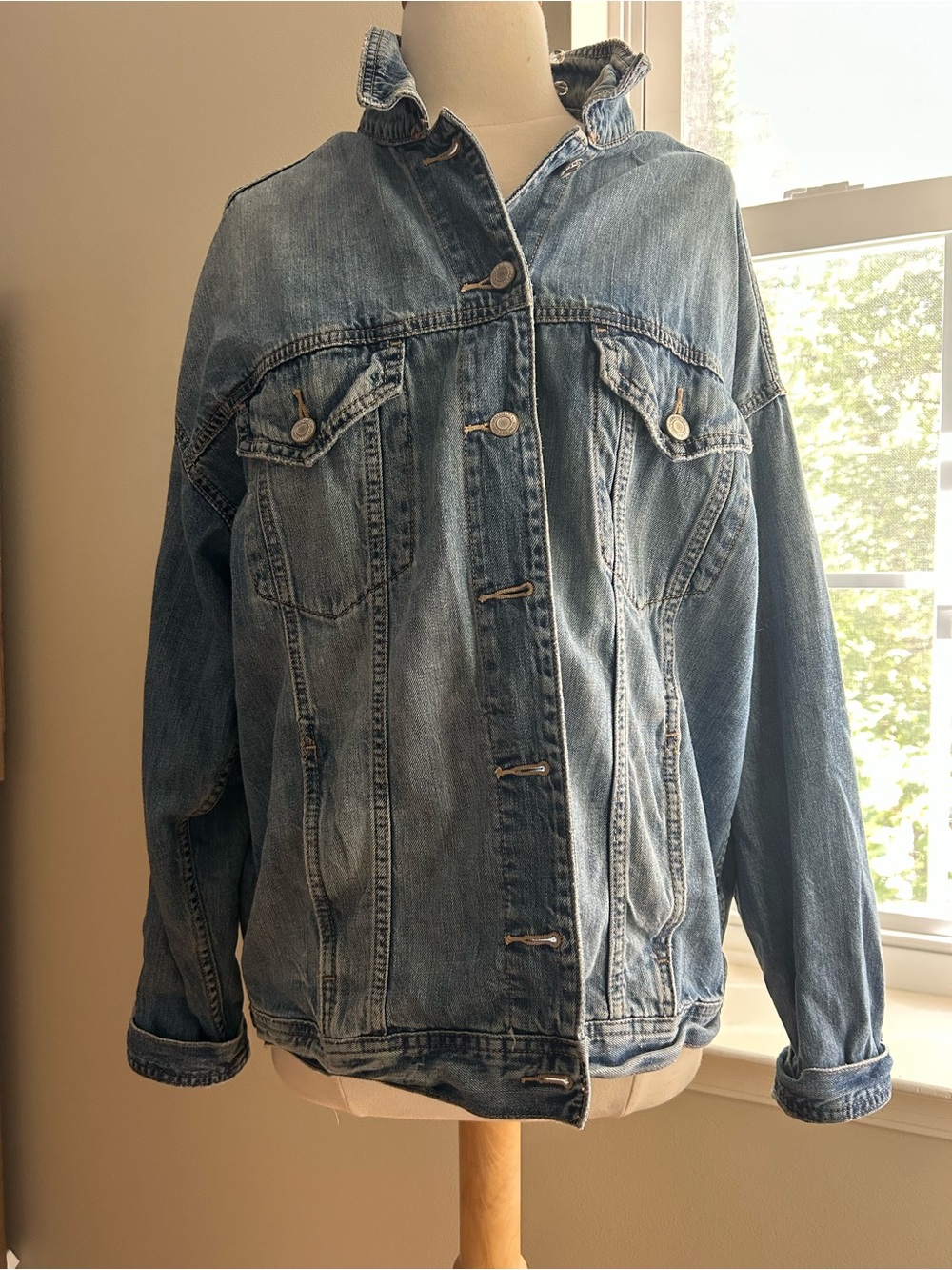 American Eagle Outfitters Blue Washed Denim Jacket